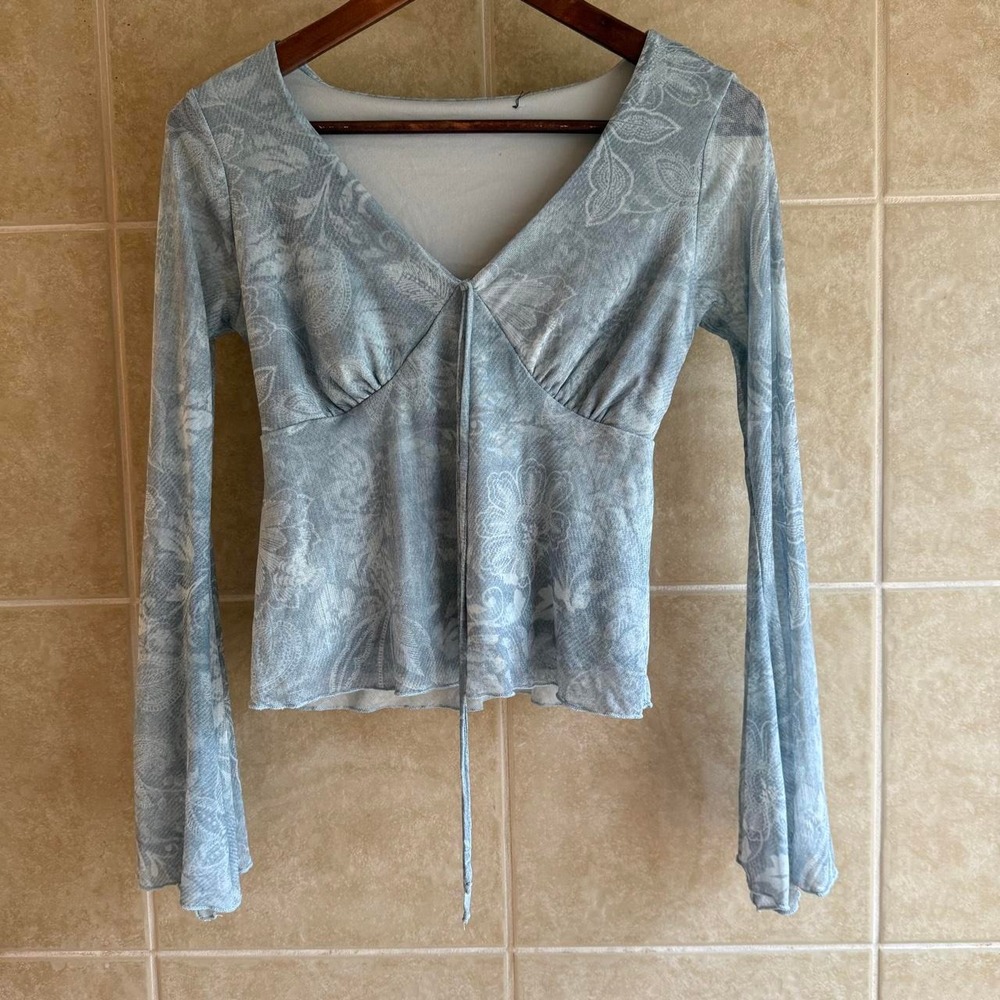 Vintage Y2K Top Women's Medium Indie Mesh Boho Festival Rave Cottage